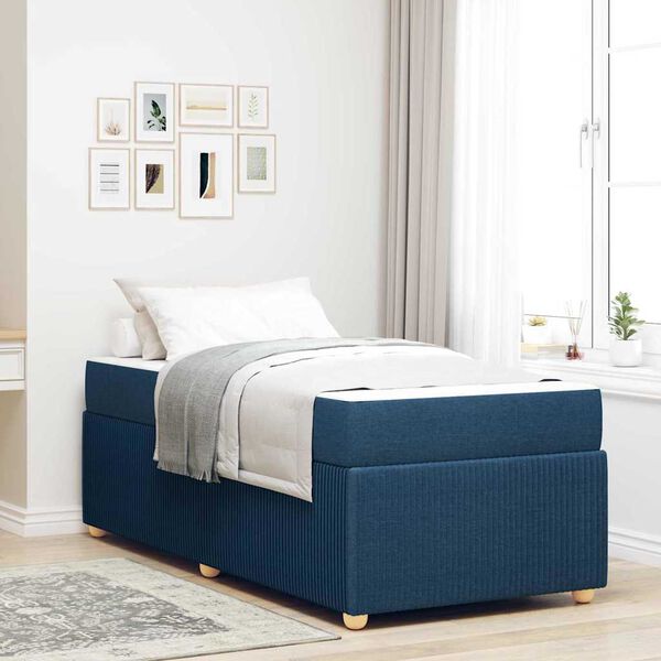 vidaXL Bettrahmen mit Matratze Blau 80 x 200 cm Stoff