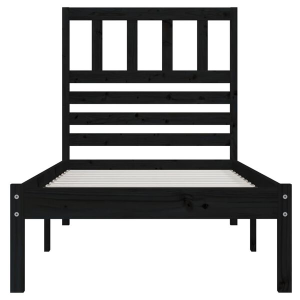 vidaXL Massivholzbett Schwarz 75x190 cm Kiefer