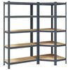 vidaXL Regal-Set 5 B&ouml;den 2-tlg. Anthrazit Stahl & Holzwerkstoff