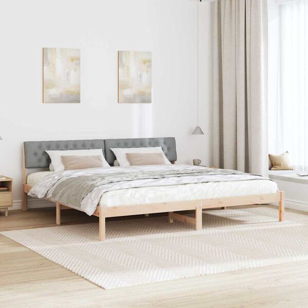 vidaXL Bettgestell Braun und hellgrau 200 x 200 cm Massivholz Kiefer