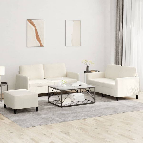 vidaXL 3-tlg. Sofagarnitur Creme Samt