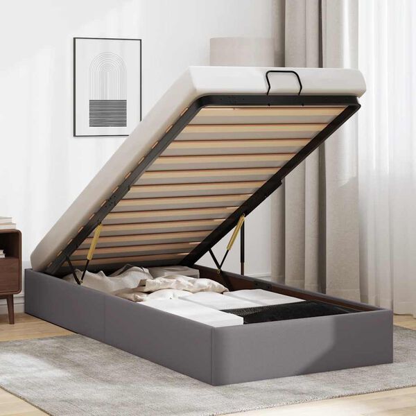 vidaXL Ottoman-Bett ohne Matratze Grau 90x190 cm Kunstleder