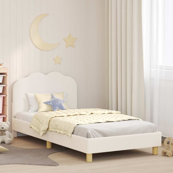 vidaXL Kinderbettgestell mit Kopfteil Creme 80 x 200 cm Schafstoff