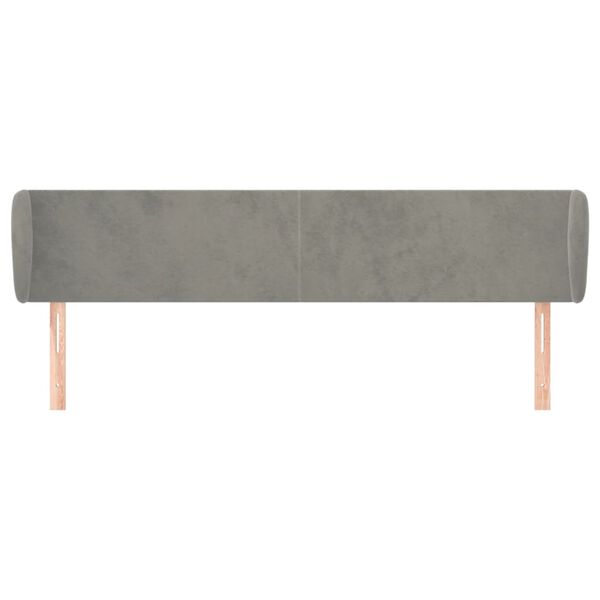 vidaXL Kopfteil mit Ohren Hellgrau 183x23x78/88 cm Samt