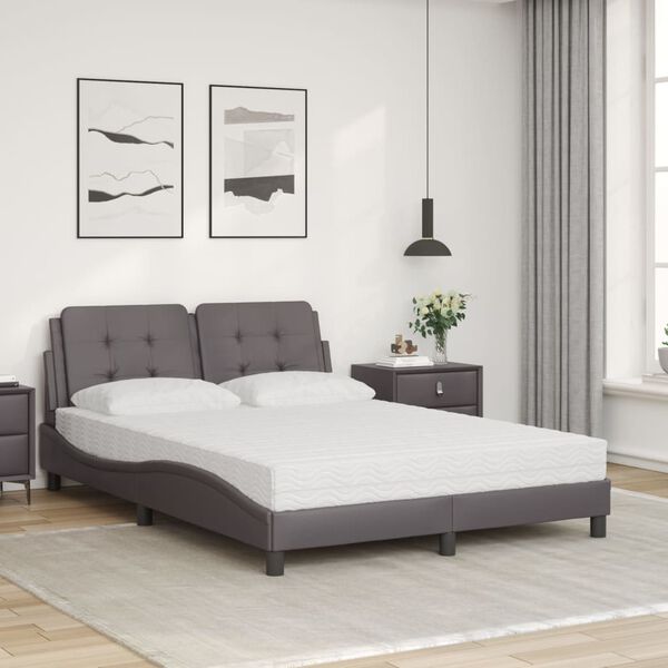 vidaXL Bett mit Matratze "Zadar" Grau 140x200 cm Kunstleder