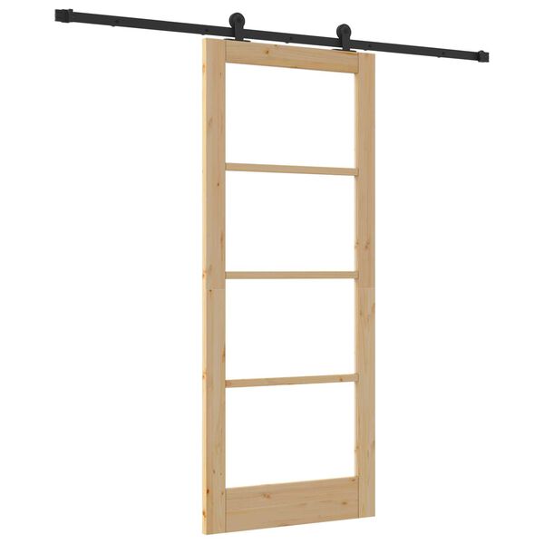 vidaXL Schiebet&uuml;r ORKDAL Natur 83 x 202 cm Massivholz Kiefer und Glas