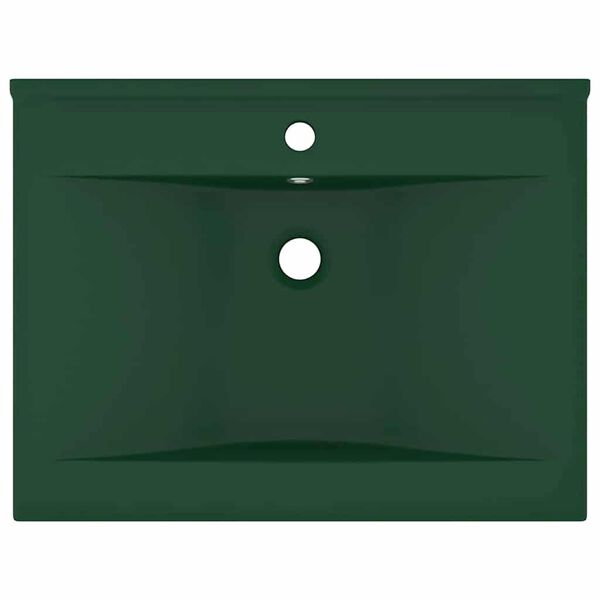 vidaXL Luxus-Waschbecken mit Hahnloch Matt-Dunkelgr&uuml;n 60x46 cm Keramik