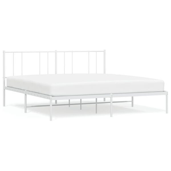 vidaXL Bettgestell mit Kopfteil Metall Wei&szlig; 200x200 cm