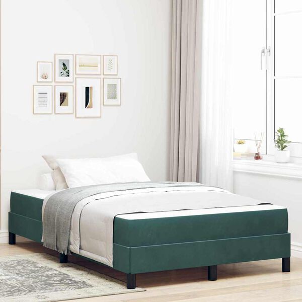 vidaXL Boxspringbett mit Matratze Dunkelgr&uuml;n 120 x 220 cm Stoff