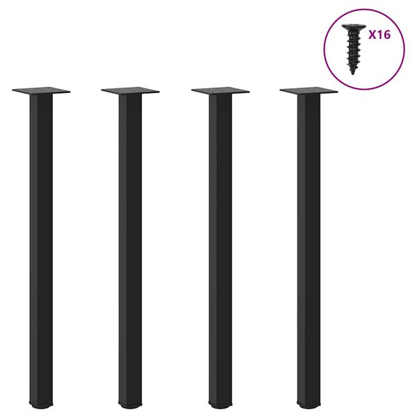vidaXL Konsolentischbeine 4 Stk. Schwarz 72-74 cm Stahl