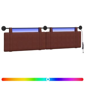 vidaXL H&auml;ngendes Kopfteil Mit LED Licht Gl&auml;nzendes Braun Antikes PU