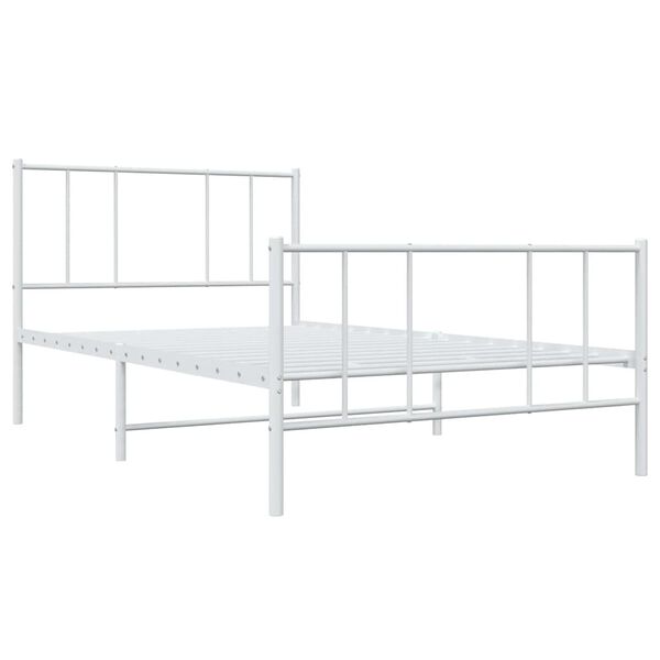 vidaXL Bettgestell mit Kopf- und Fu&szlig;teil Metall Wei&szlig; 90x200 cm