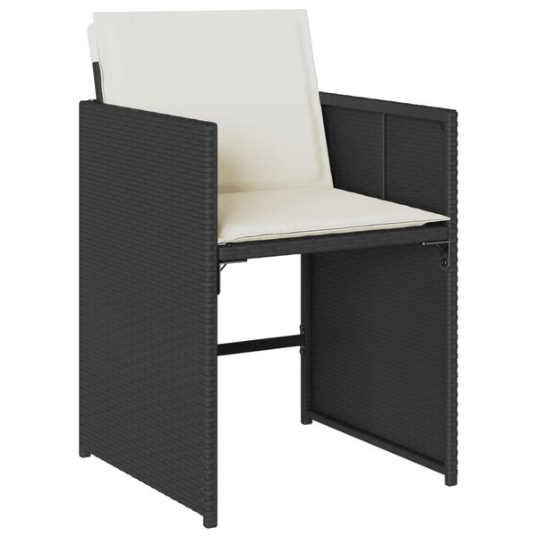 vidaXL 15-tlg. Garten-Essgruppe mit Kissen Schwarz Poly Rattan