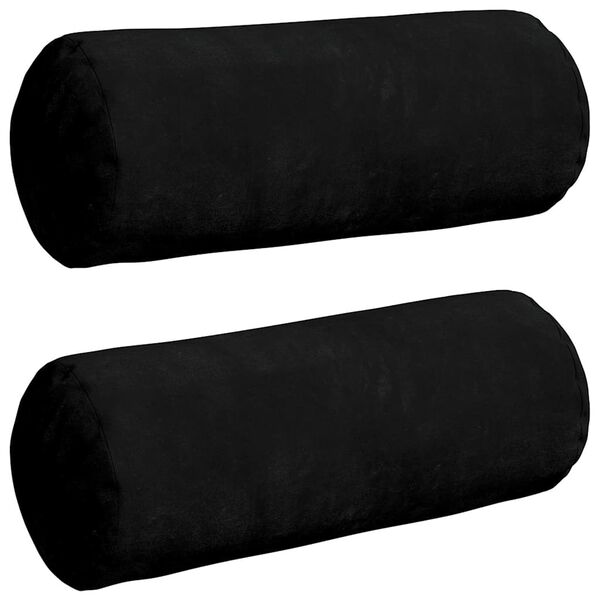vidaXL Bolsterkissen 2 St&uuml;ck Schwarz &Oslash; 15 x 40 cm Mikrofaserstoff