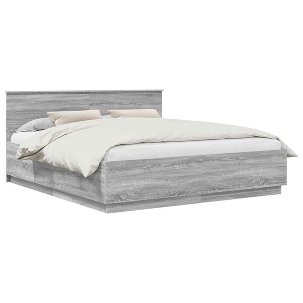 vidaXL Bettrahmen Graues Sonoma 200 x 200 cm Holzwerkstoff