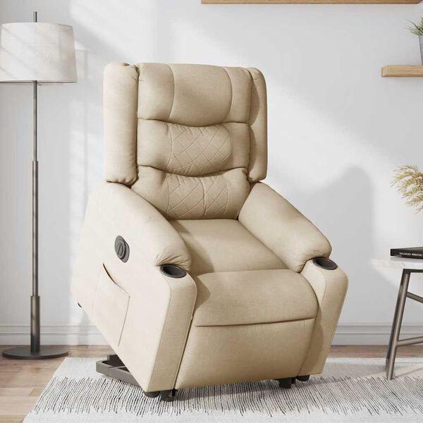 vidaXL Relaxsessel mit Aufstehhilfe Elektrisch Creme Stoff