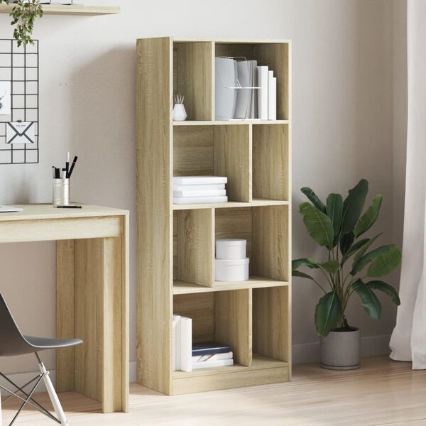 vidaXL B&uuml;cherregal Sonoma-Eiche 57x28,5x141 cm Holzwerkstoff