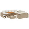 vidaXL Gartensofa-set mit Kissen 13 pcs Beige und Creme Poly-Rattan