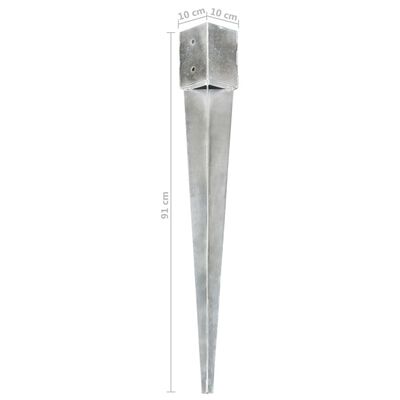 vidaXL Erdspieße 12 Stk. Silbern 10×10×91 cm Verzinkter Stahl