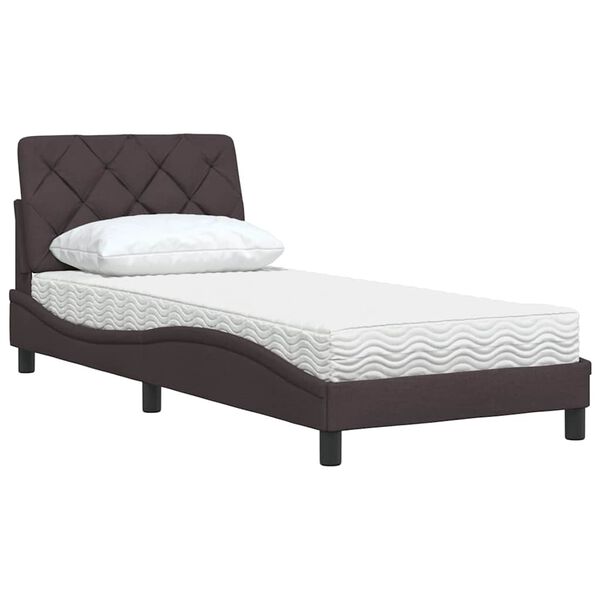 vidaXL Bett mit Matratze Dunkelbraun 90x200 cm Stoff