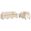 vidaXL 2-tlg. Sofagarnitur mit Kissen Beige Mikrofasergewebe