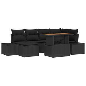 vidaXL Garten-Sofa-Set mit Speicher 7 pcs Schwarz Poly Rattan