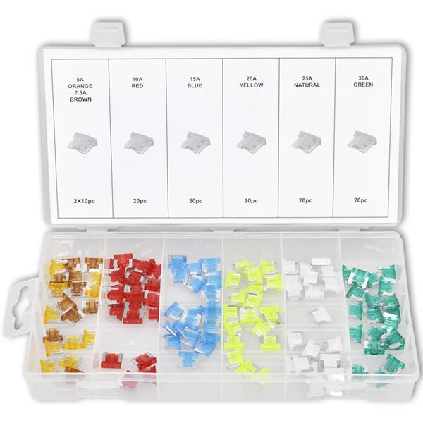 120-tlg. Niedrige Mini Flachsicherungen Sortiment KFZ Micro Sicherung