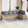 vidaXL Garten-Sofa-Set mit Kissen 5 pcs Beige und Hellgrau Poly-Rattan