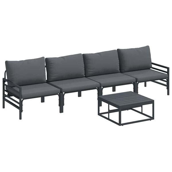 vidaXL Gartensofa-set mit Kissen 5 pcs Schwarz Stahl