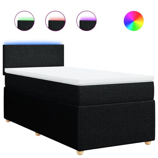 vidaXL Boxspringbett mit Matratze Schwarz 90x200 cm Stoff