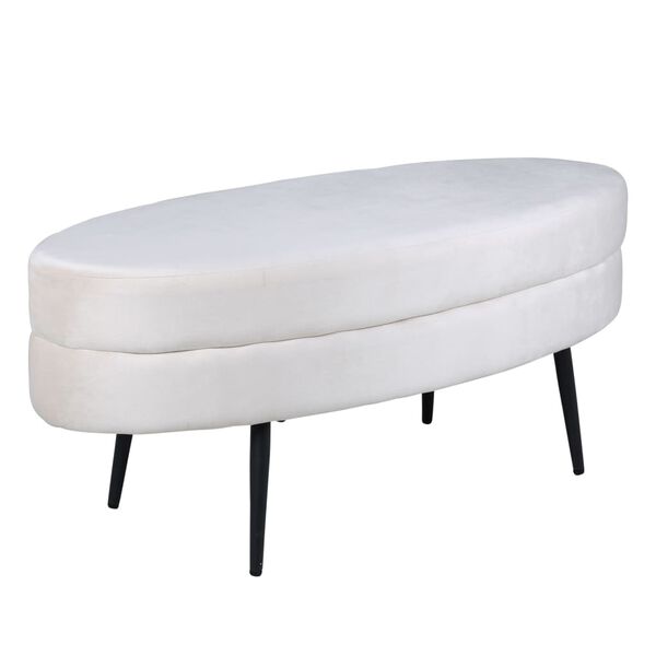 Venture Home Ottomane Otto 100x40x41 cm Samt Cremewei&szlig;