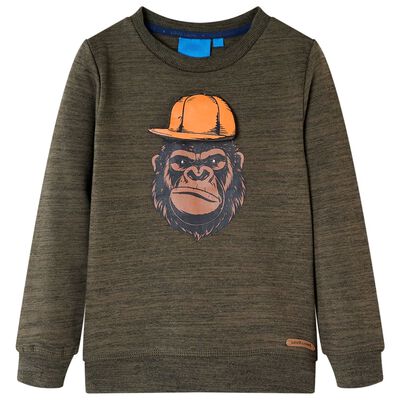 Kinder-Sweatshirt Dunkelkhaki Melange 128