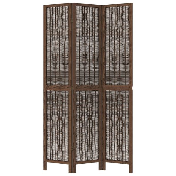 vidaXL 3-tlg. Raumteiler Dunkelbraun Massivholz Paulownia