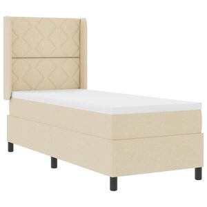 vidaXL LED Boxspringbett mit Matratze Creme 80 x 200 cm Stoff