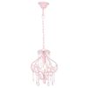 vidaXL Deckenleuchte mit Perlen Rosa Rund E14