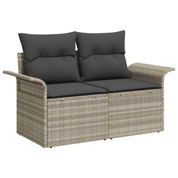 vidaXL Garten-Sofa-Set mit Kissen 5 pcs Hellgrau Poly Rattan