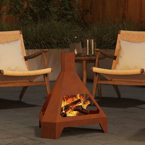 vidaXL Feuerstelle Braun 50 x 43 x 52 cm Wetterfeststahl