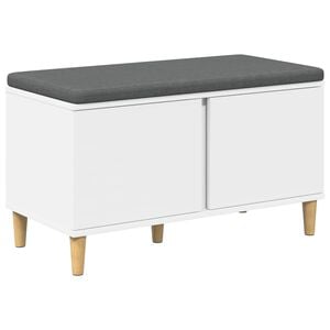vidaXL Flurbank mit Kissen mit Speicher mit T&uuml;r Wei&szlig; 80 x 38 x 46 cm