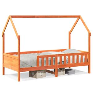 vidaXL Kinderbett Hausbett Wachsbraun 80x200 cm Kiefer