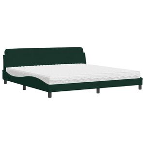 vidaXL Bett mit Matratze "Dover" Dunkelgr&uuml;n 200x200 cm Samt