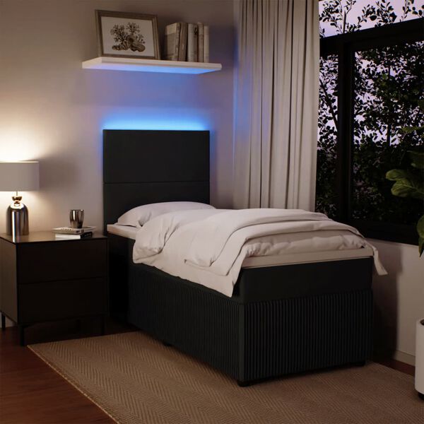 vidaXL Boxspringbett mit Matratze Schwarz 90x200 cm Samt