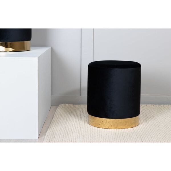 Venture Home Hocker Benji 35x35x42,5 cm Samt Schwarz und Messing