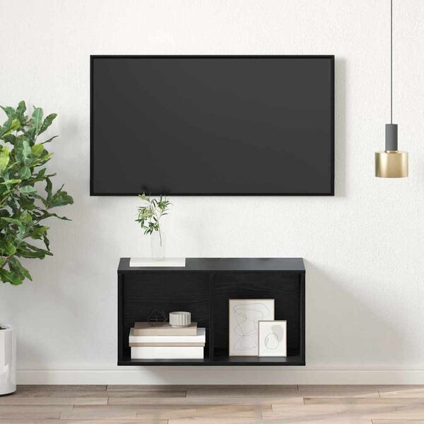 vidaXL TV-Schrankset Wandmontiert Schwarz Eichen-Optik 37 x 37 x 72 cm