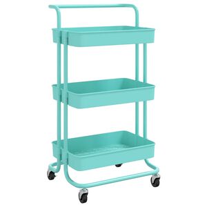 vidaXL K&uuml;chenwagen 3 Etagen T&uuml;rkis 42x35x85 cm Eisen und ABS
