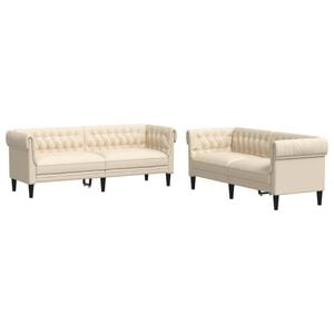 vidaXL 2-tlg. Sofagarnitur Creme Stoff