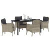 vidaXL Garten Essgruppe mit Kissen 5 pcs Hellgrau Poly-Rattan