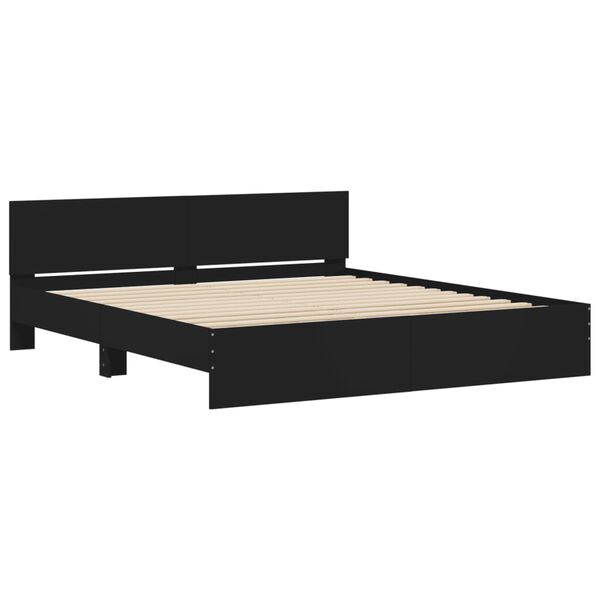 vidaXL Bettgestell mit Kopfteil Schwarz 180x200 cm