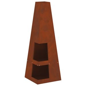 vidaXL Feuerstelle Braun 35 x 35 x 100 cm Wetterstahl