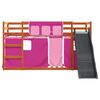 vidaXL Etagenbett mit Rutsche und Gardinen Rosa 80x200 cm