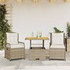 vidaXL 3-tlg. Garten-Essgruppe mit Kissen Beige Poly Rattan